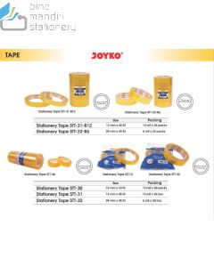 Jual Joyko Stationery Tape  STT-30 | STT-31 | STT-31-R12 | STT-32 | STT-32-R6 Selotip Plastik Kecil Transparan termurah harga grosir Jakarta