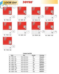 Contoh Refill Multiring Binder Note Joyko Loose Leaf B5-100DT-100 (100S) merek Joyko